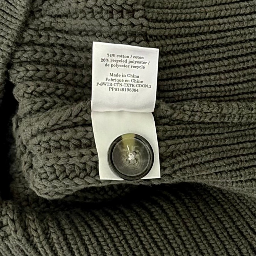 EVERLANE The Texture Cotton Cardigan Sweater Raglan Kambaba Green Knitwear Small - Picture 14 of 16